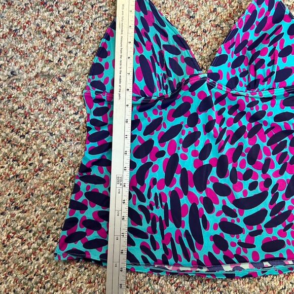 Victoria's Secret Teal Pink Abstract Animal Print Push-up Tankini Top Size L - Picture 10 of 11